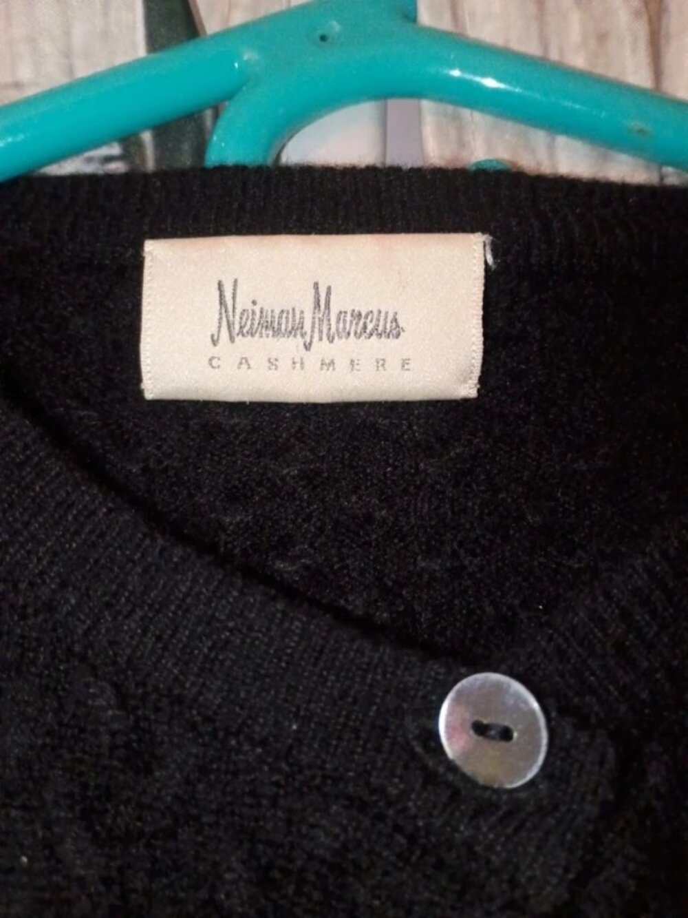 Neiman Marcus Black 100% Cashmere Button Cardigan